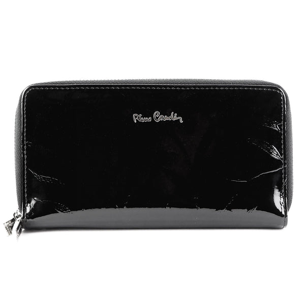 Pierre Cardin 02 LEAF-N 118 juoda lakuotos odos piniginė czarny
