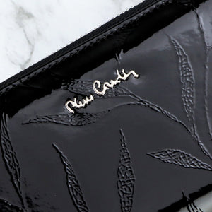 Pierre Cardin 02 LEAF-N 118 juoda lakuotos odos piniginė czarny