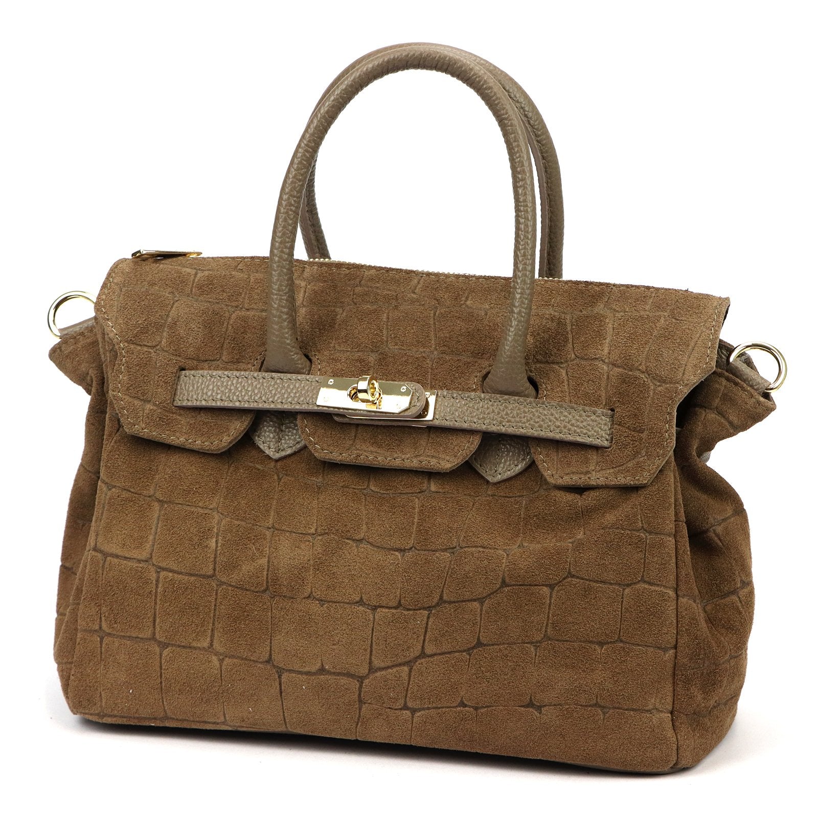 Luka 26-146 CROCO pilkai rusva odinė rankinė taupe