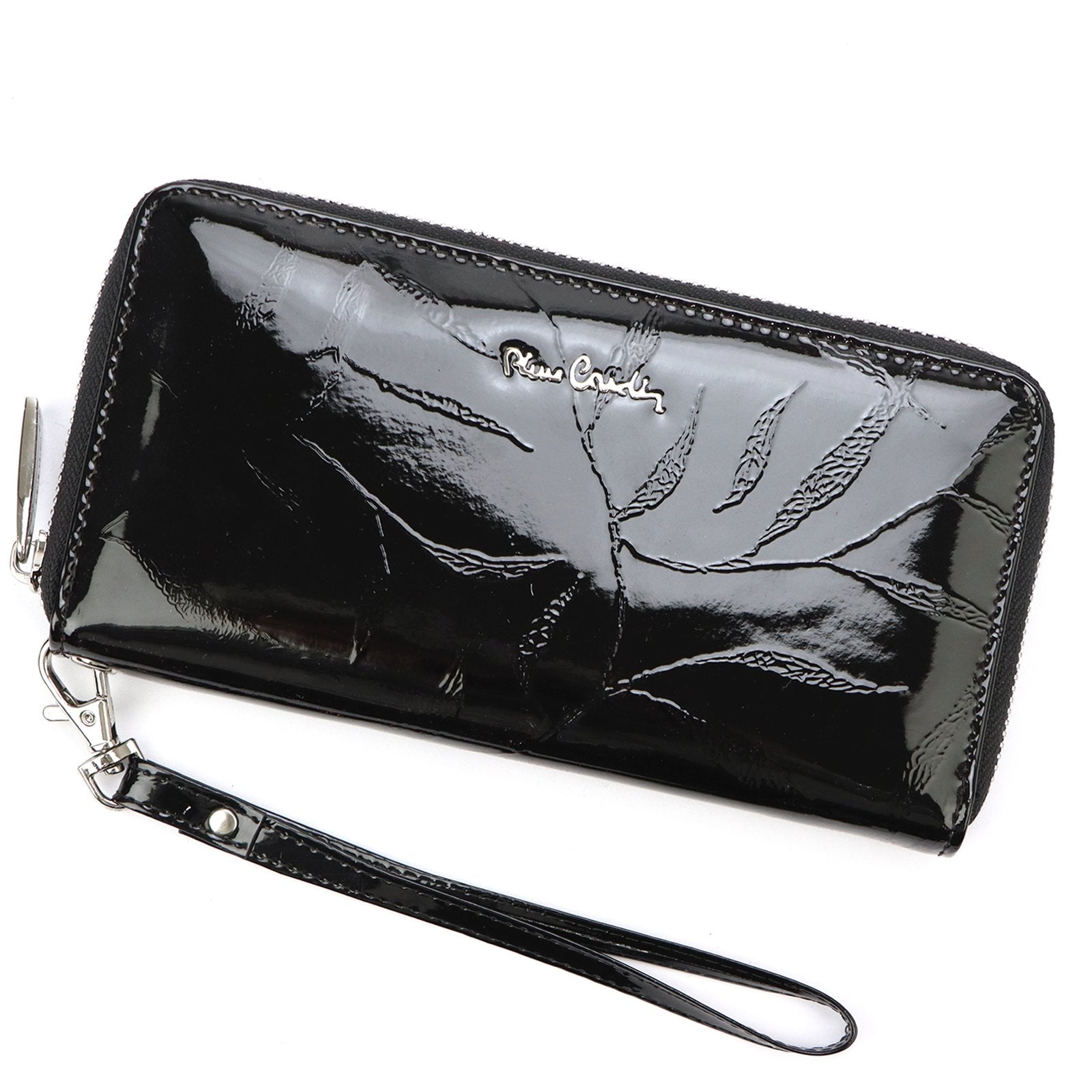 Pierre Cardin 02 LEAF 119 juoda natūralios odos piniginė czarny