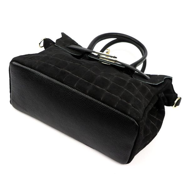 Luka 26-146 CROCO juoda natūralios odos rankinė czarny