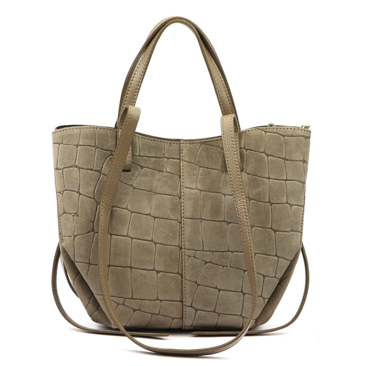Luka 24-082 CROCO taupe natūralios odos rankinė taupe
