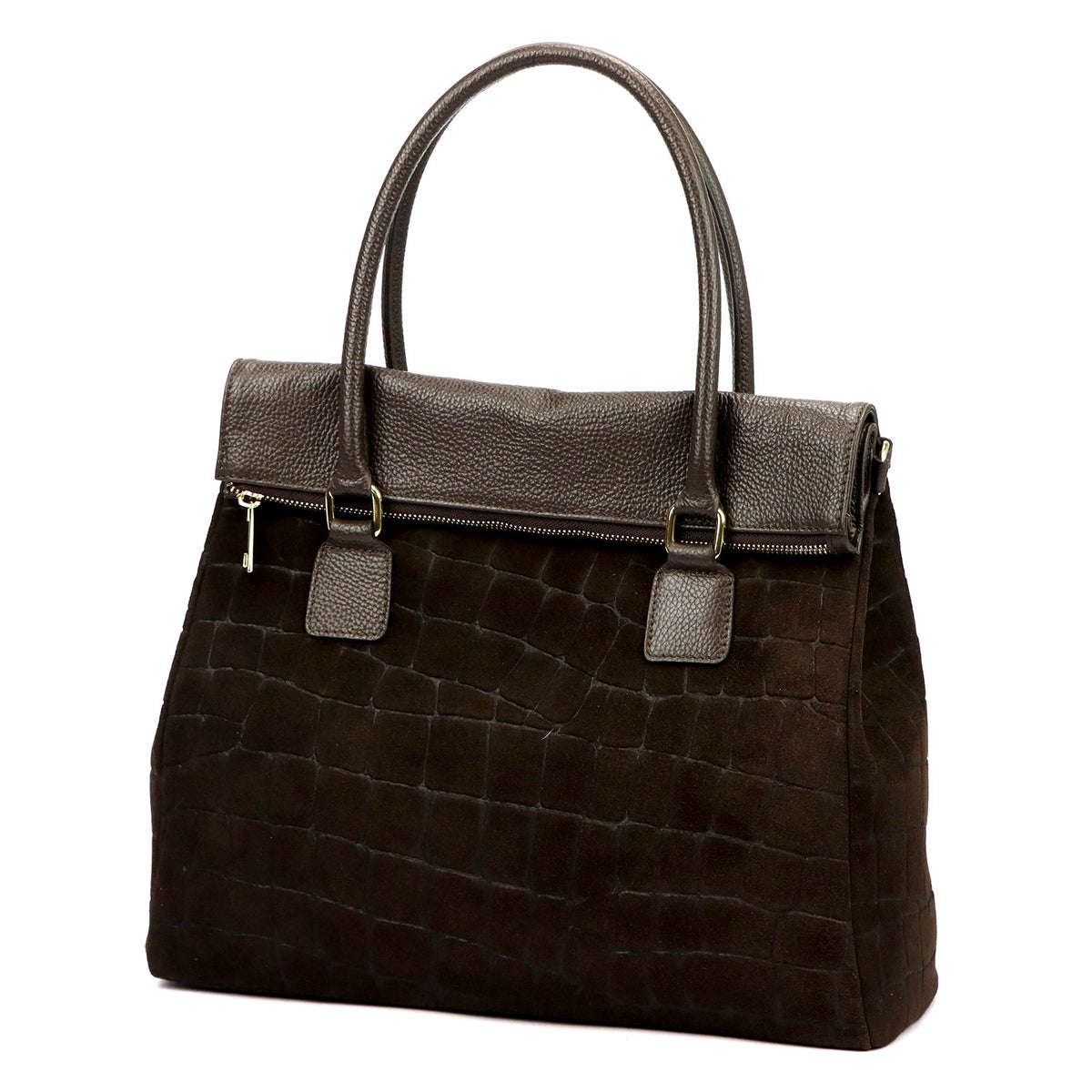 Camilla PREMIUM 10.015 CROCO tamsiai ruda odinė rankinė ciemny brąz