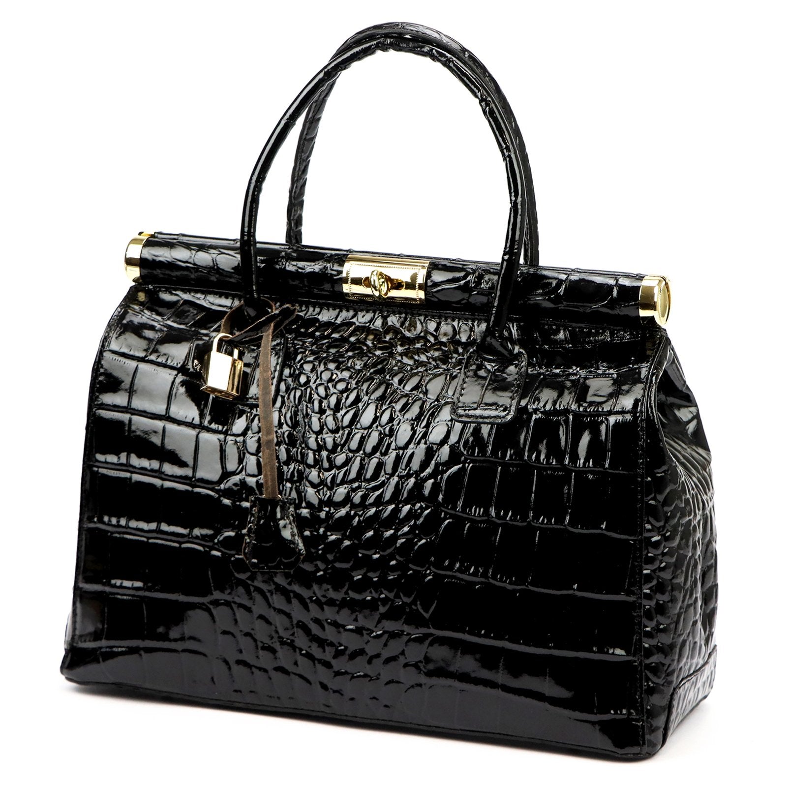 Luka 26-002 CROCO juoda odinė rankinė czarny