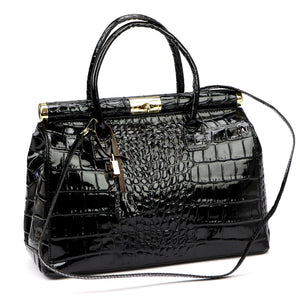 Luka 26-002 CROCO juoda odinė rankinė czarny