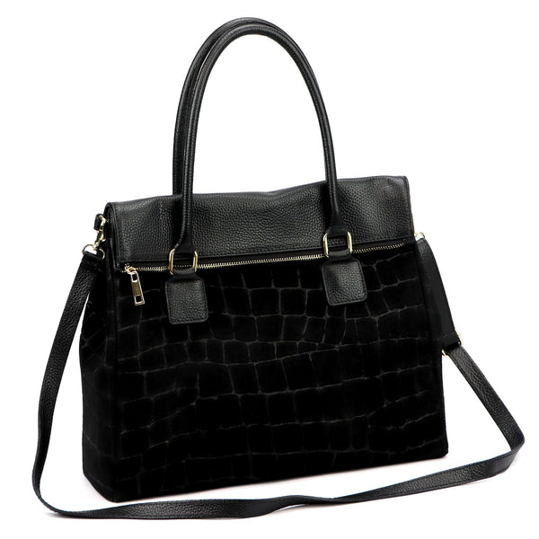 Camilla PREMIUM 10.015 CROCO juoda odinė rankinė czarny
