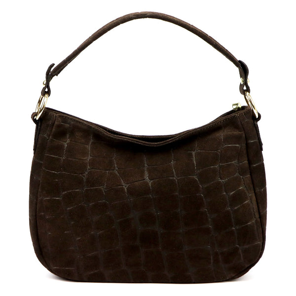 Luka 24-085 CROCO GOLD tamsiai ruda odinė rankinė ciemny brąz