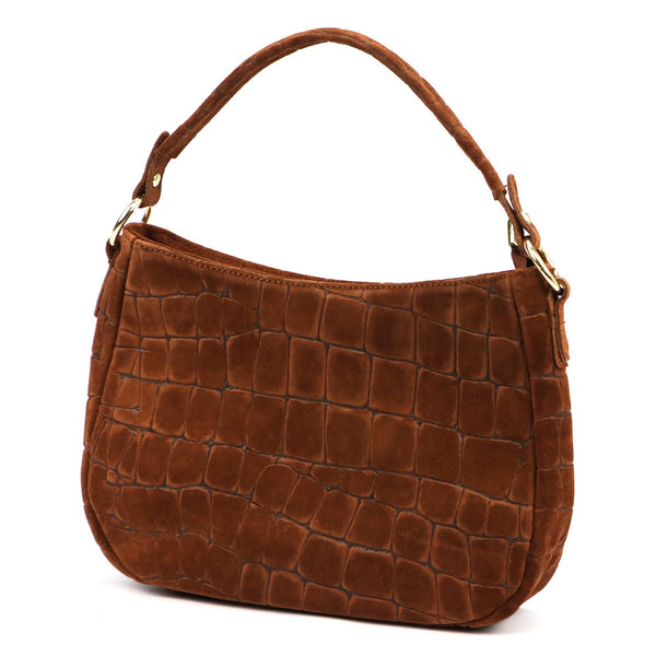 Luka 24-085 CROCO GOLD ruda odinė rankinė brązowy