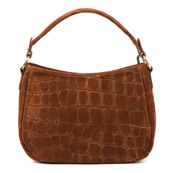 Luka 24-085 CROCO GOLD ruda odinė rankinė brązowy