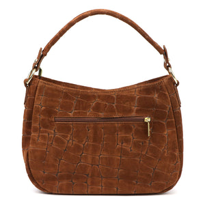Luka 24-085 CROCO GOLD ruda odinė rankinė brązowy