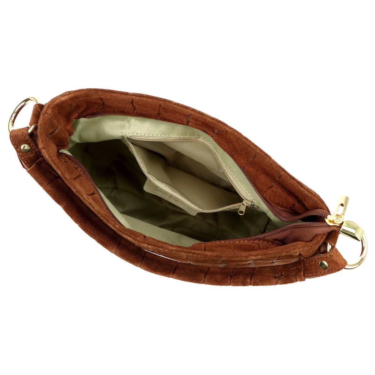 Luka 24-085 CROCO GOLD ruda odinė rankinė brązowy