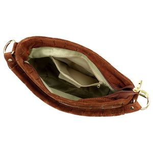 Luka 24-085 CROCO GOLD ruda odinė rankinė brązowy