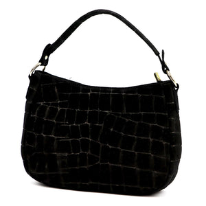 Luka 24-085 CROCO GOLD juoda odinė rankinė czarny