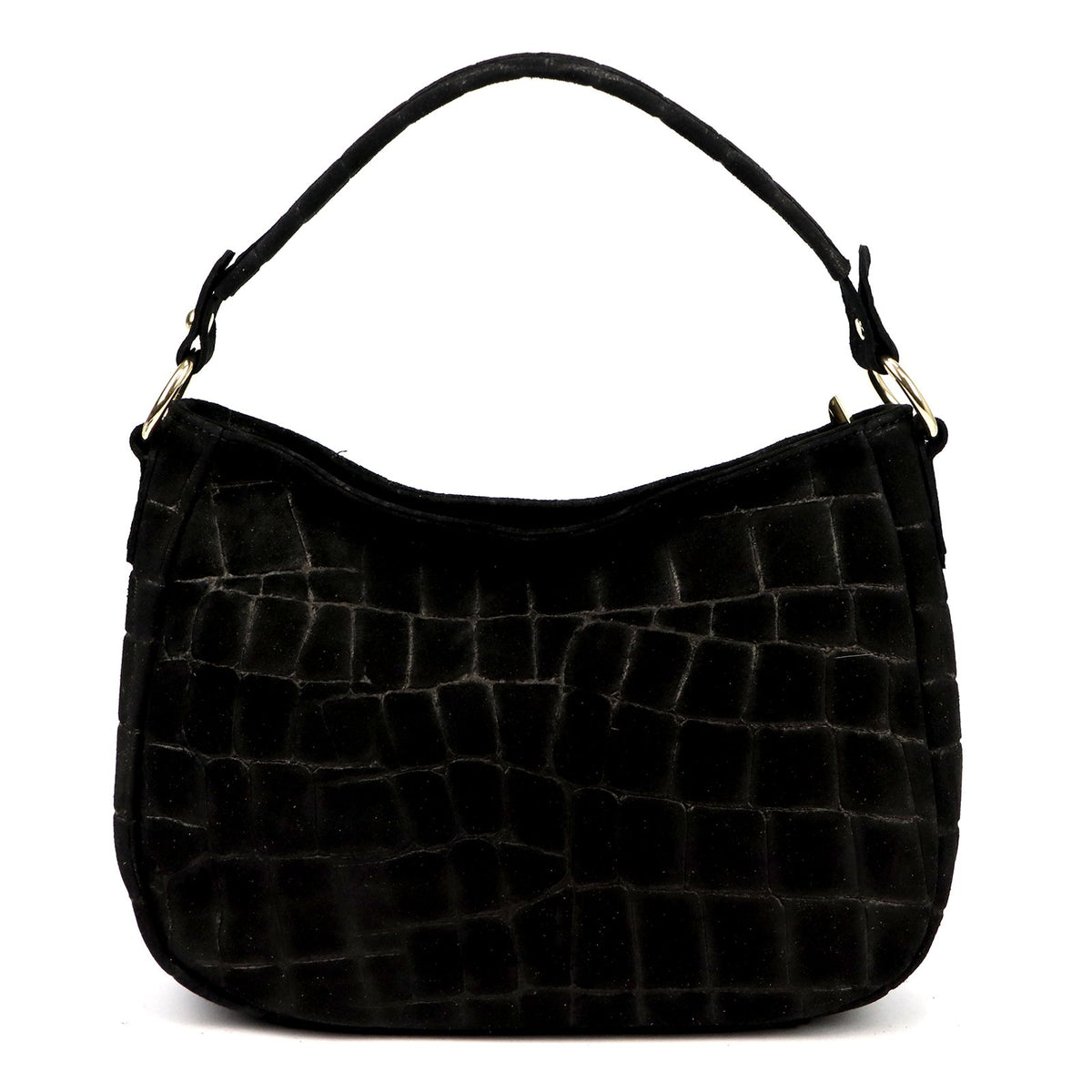 Luka 24-085 CROCO GOLD juoda odinė rankinė czarny