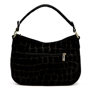 Luka 24-085 CROCO GOLD juoda odinė rankinė czarny