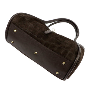 Camilla PREMIUM 10.014 CROCO tamsiai ruda odinė rankinė ciemny brąz