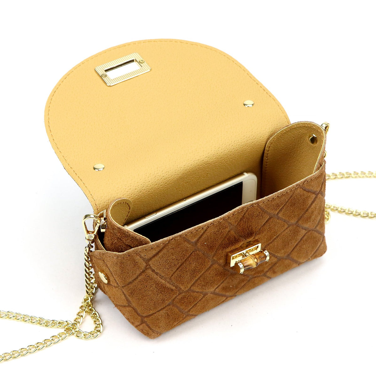 Luka 26-106 CROCO camel-1 natūralios odos rankinė camel-1