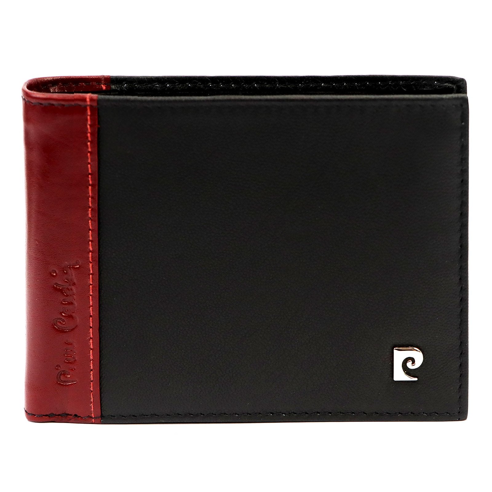 Pierre Cardin TILAK30 8806 juoda ir raudona odinė piniginė czarny + czerwony