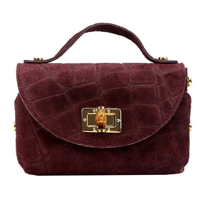 Luka 26-106 CROCO bordo natūralios odos rankinė bordo