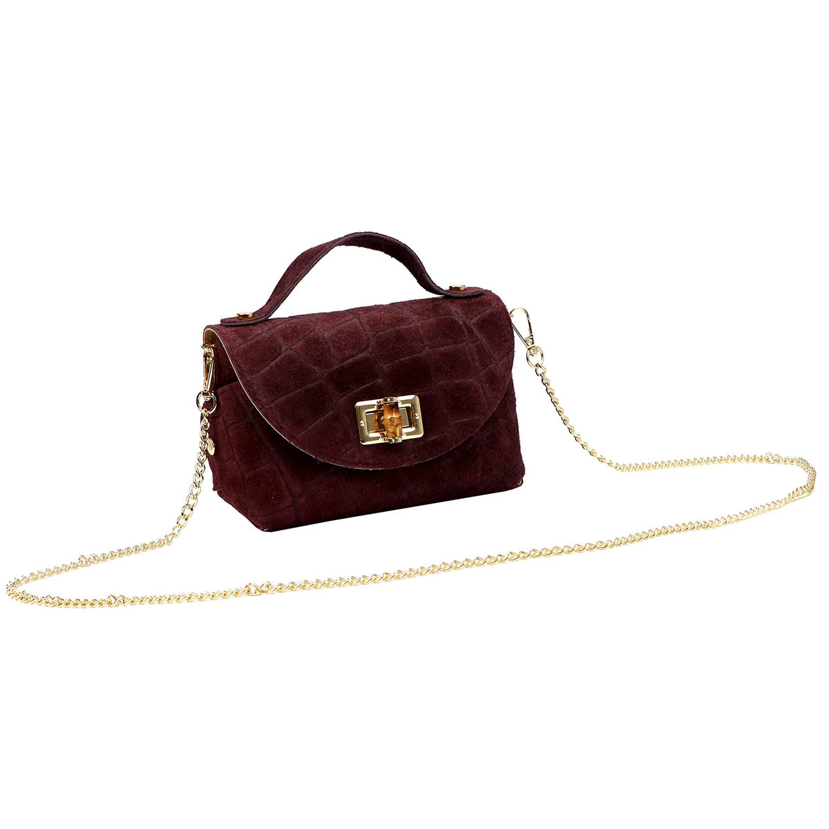 Luka 26-106 CROCO bordo natūralios odos rankinė bordo