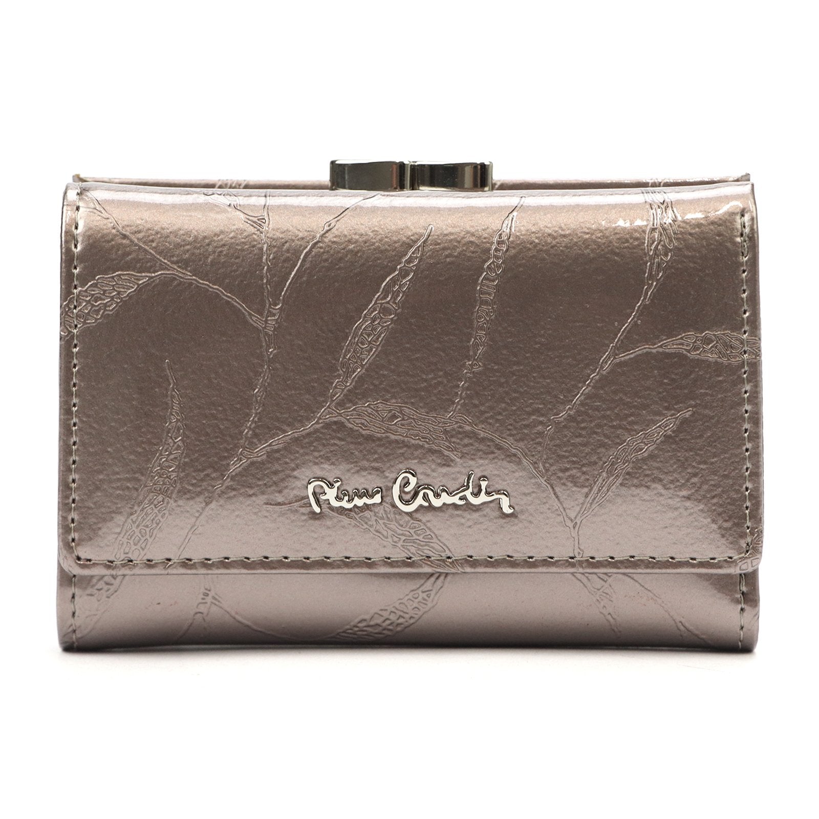 Pierre Cardin 02 LEAF 117 pelenų pilka natūralios odos piniginė popiel