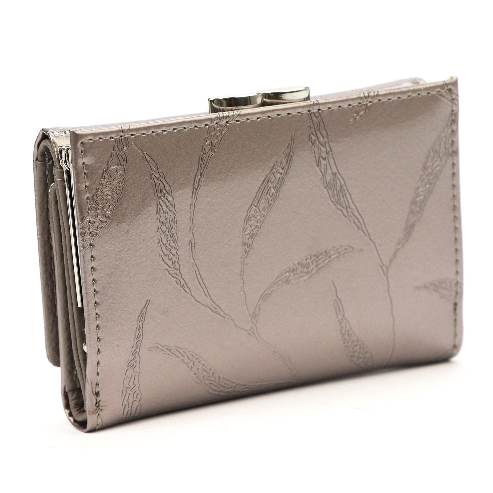 Pierre Cardin 02 LEAF 117 pelenų pilka natūralios odos piniginė popiel