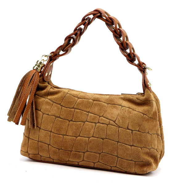 Luka 26-032 CROCO zomšinė rankinė, kupranugario spalva camel-1