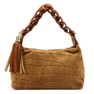 Luka 26-032 CROCO zomšinė rankinė, kupranugario spalva camel-1
