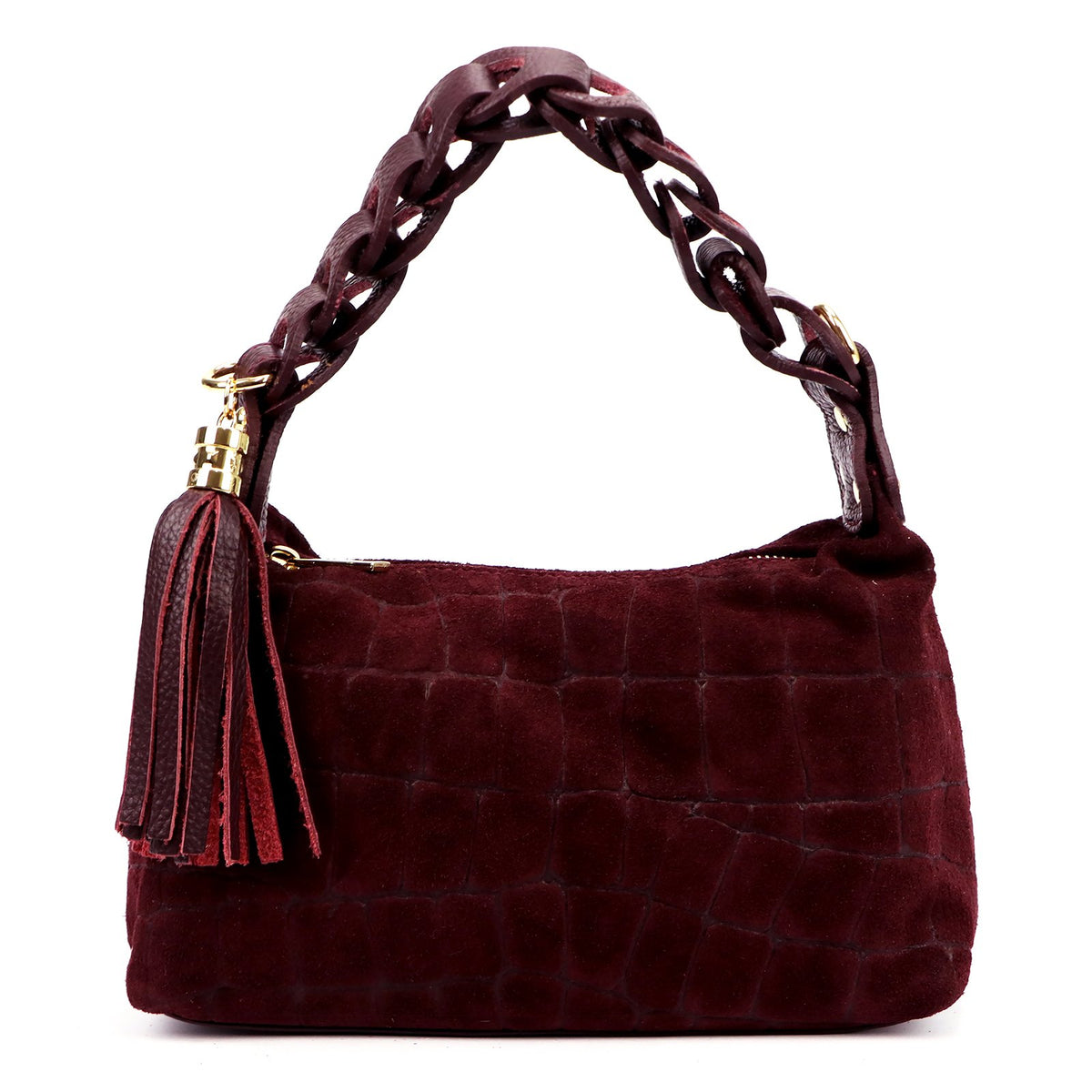 Luka 26-032 CROCO bordo zomšinės odos rankinė bordo