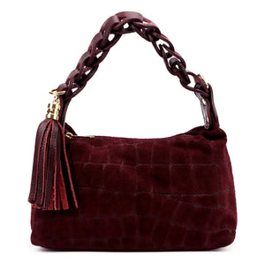 Luka 26-032 CROCO bordo zomšinės odos rankinė bordo