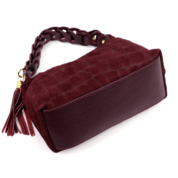 Luka 26-032 CROCO bordo zomšinės odos rankinė bordo