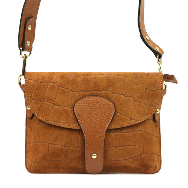 Luka 26-100-2 D CROCO camel-2 natūralios odos rankinė camel-2