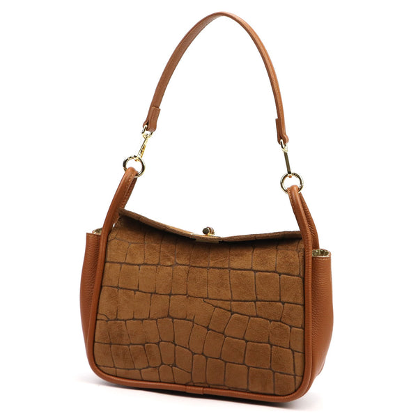 Luka 26-173 CROCO camel-1 natūralios odos rankinė camel-1