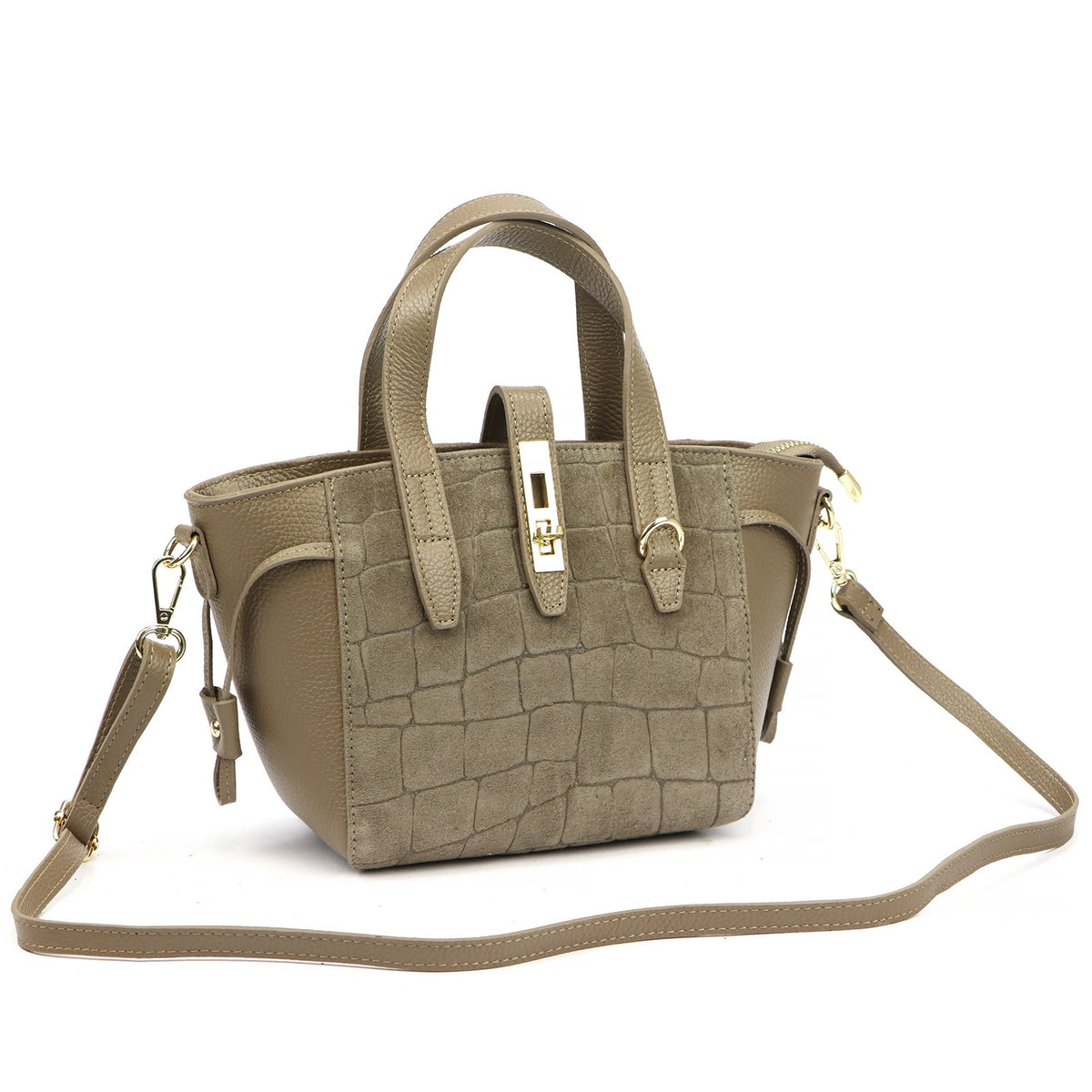 Luka 24-092 CROCO taupe natūralios odos rankinė taupe