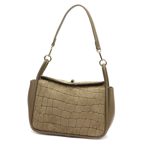 Luka 26-173 CROCO tamsi taupe natūralios odos rankinė taupe scuro