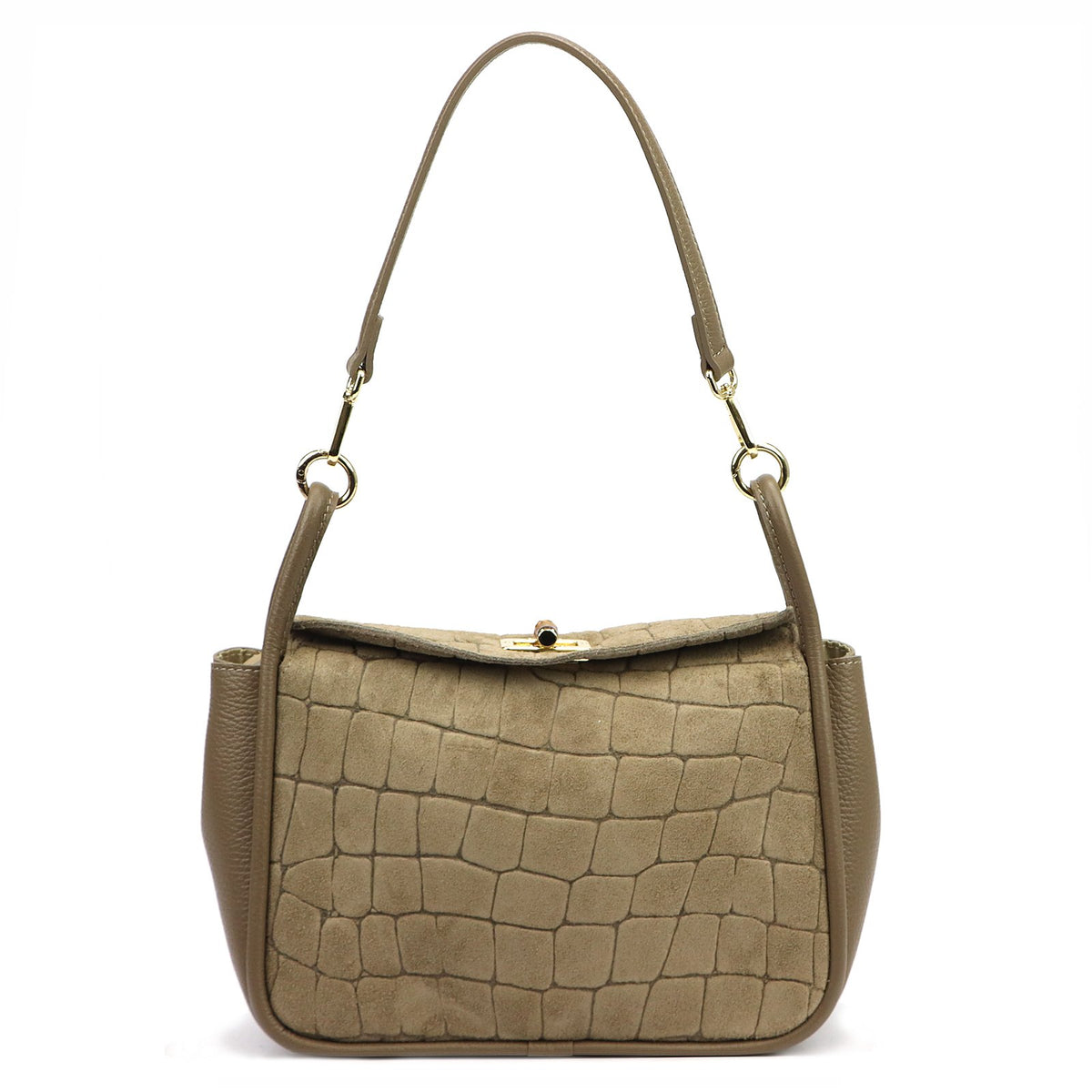 Luka 26-173 CROCO tamsi taupe natūralios odos rankinė taupe scuro