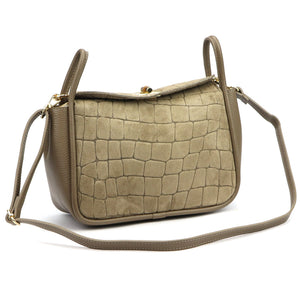Luka 26-173 CROCO tamsi taupe natūralios odos rankinė taupe scuro