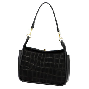 Luka 26-173 CROCO juoda odinė rankinė czarny