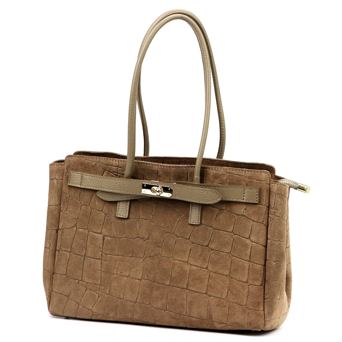 Camilla PREMIUM 10.004 CROCO taupe natūralios odos rankinė taupe