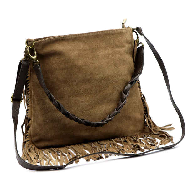 Luka 25-022 taupe ir tamsiai ruda odinė rankinė taupe + ciemny brąz