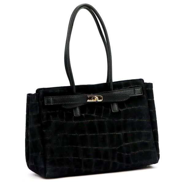 Camilla PREMIUM 10.004 CROCO juoda odinė rankinė czarny