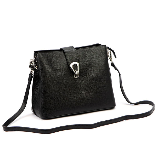 Luka 24-069 DOLLARO juoda natūralios odos rankinė czarny