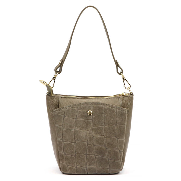 Luka 26-018-2 CROCO pilkai rusva odinė rankinė taupe
