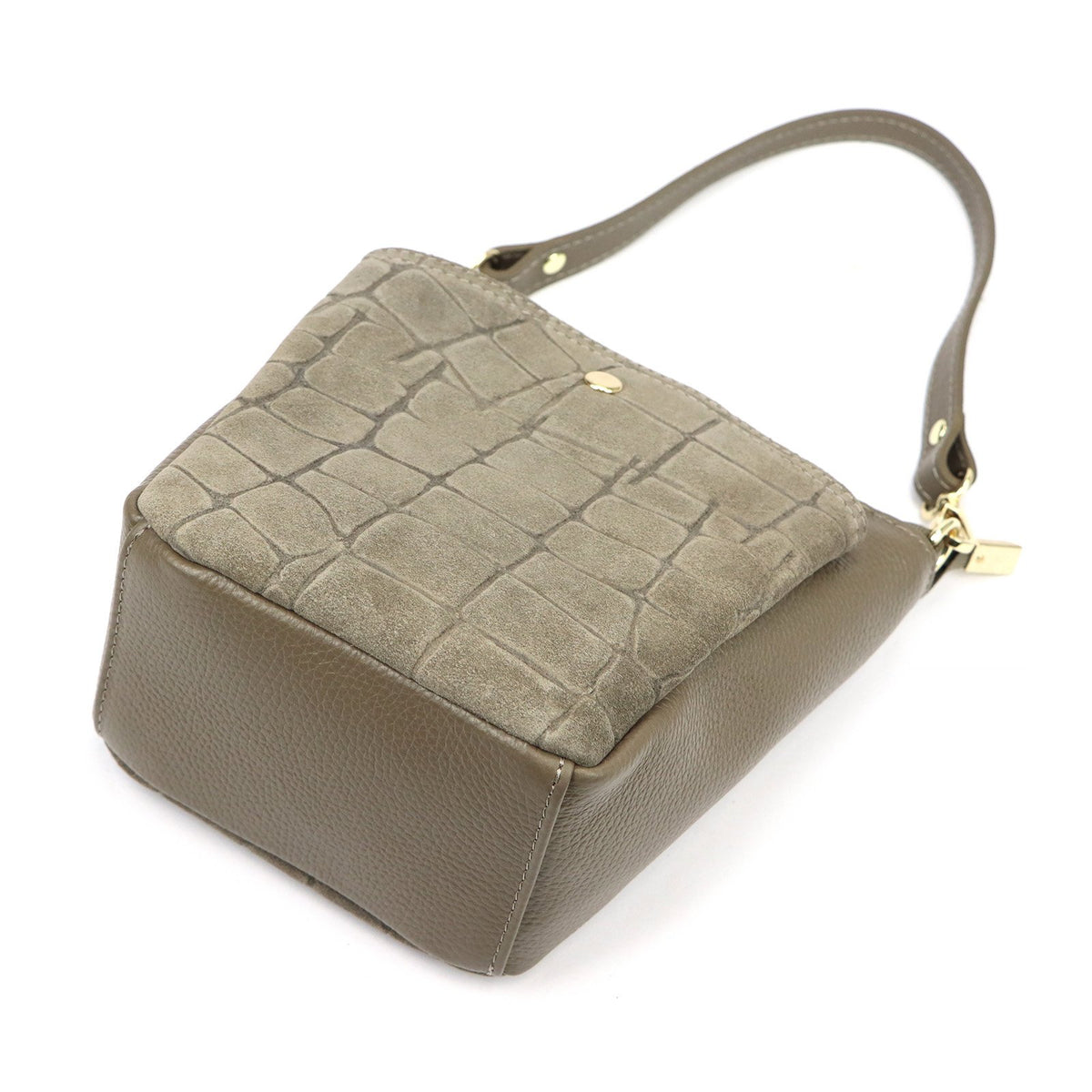Luka 26-018-2 CROCO pilkai rusva odinė rankinė taupe