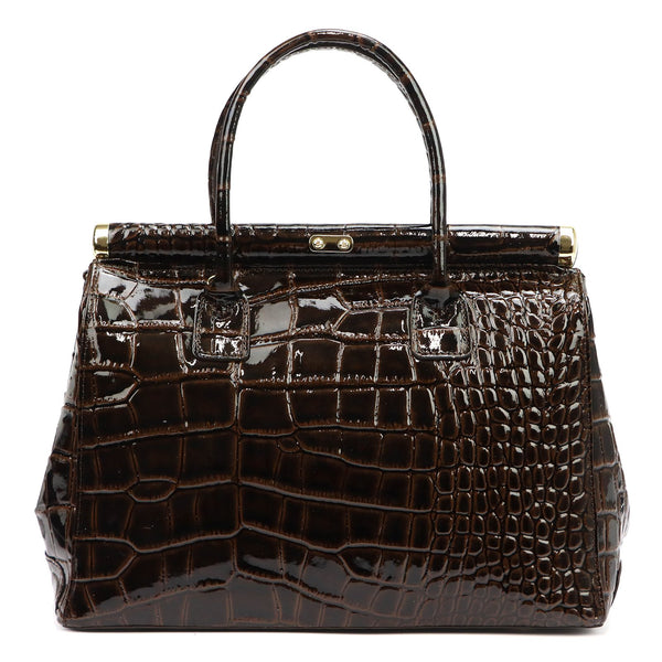 Luka 26-002 CROCO tamsiai ruda odinė rankinė ciemny brąz