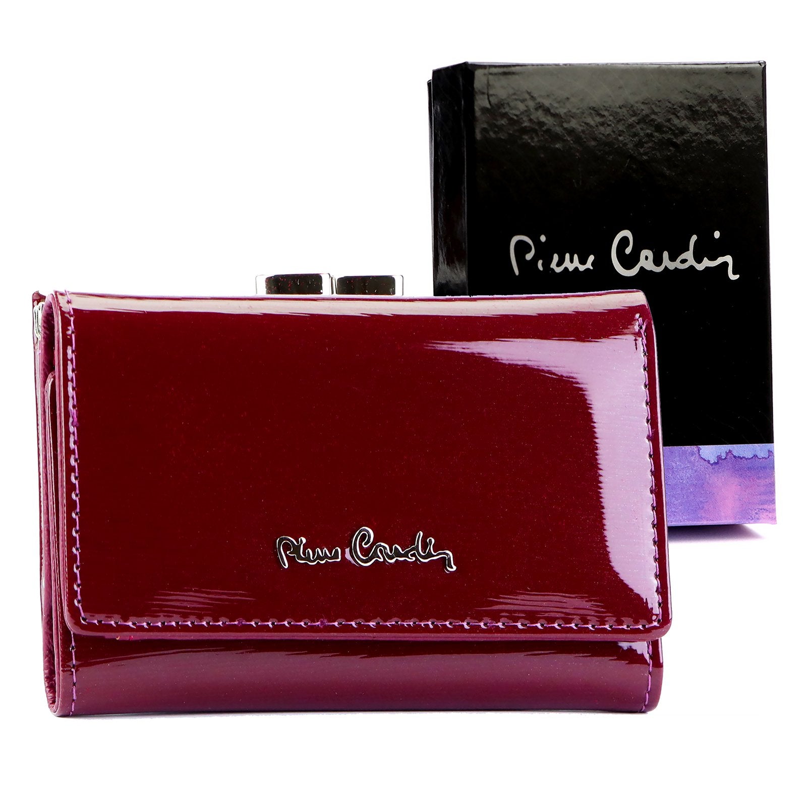 Pierre Cardin 05 LINE 117 violetinė odinė piniginė fioletowy