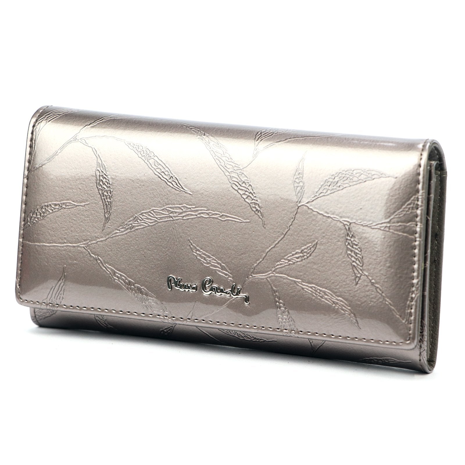 Pierre Cardin 02 LEAF 114 pilka odinė piniginė popiel