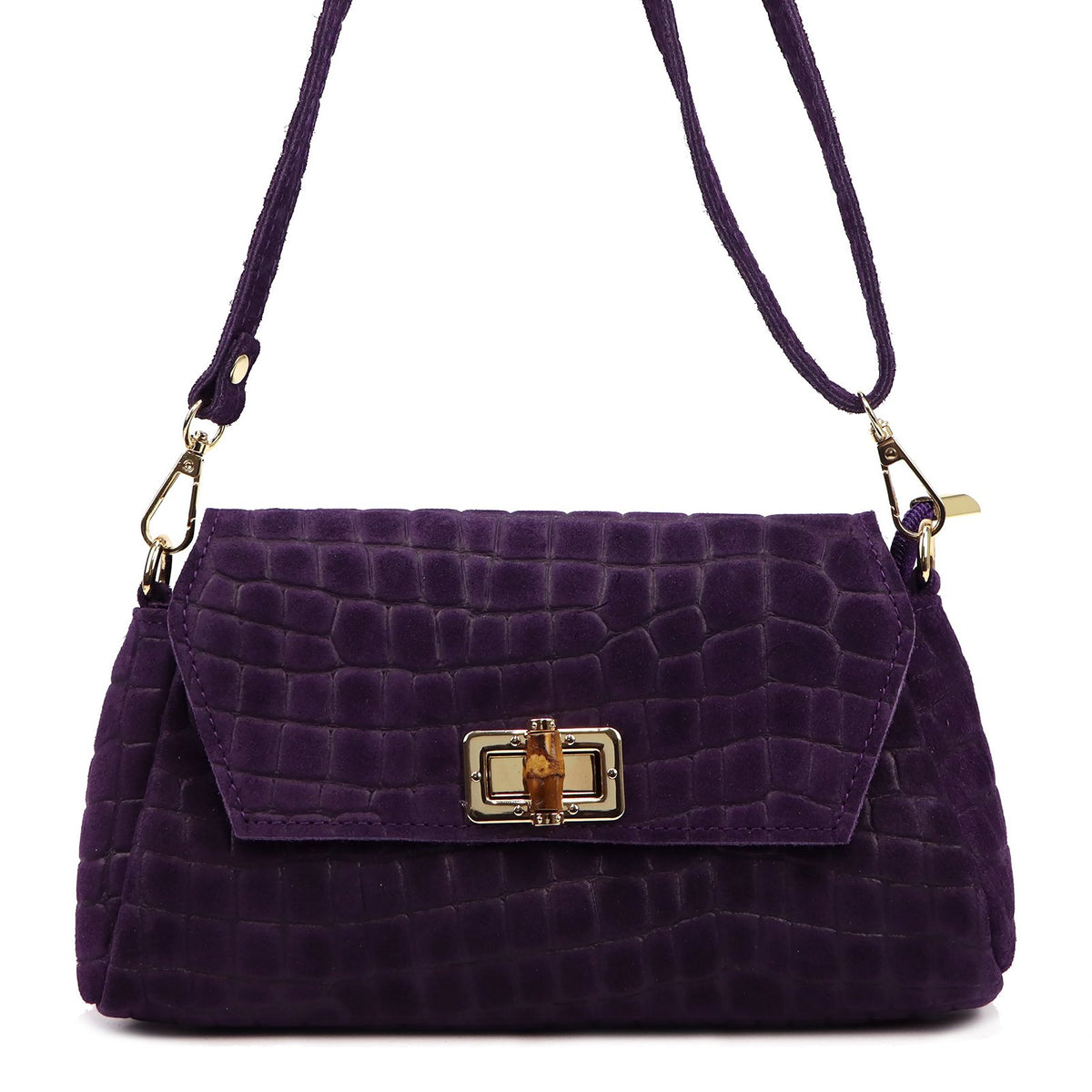 Luka 26-178 CROCO violetinė odinė rankinė fioletowy