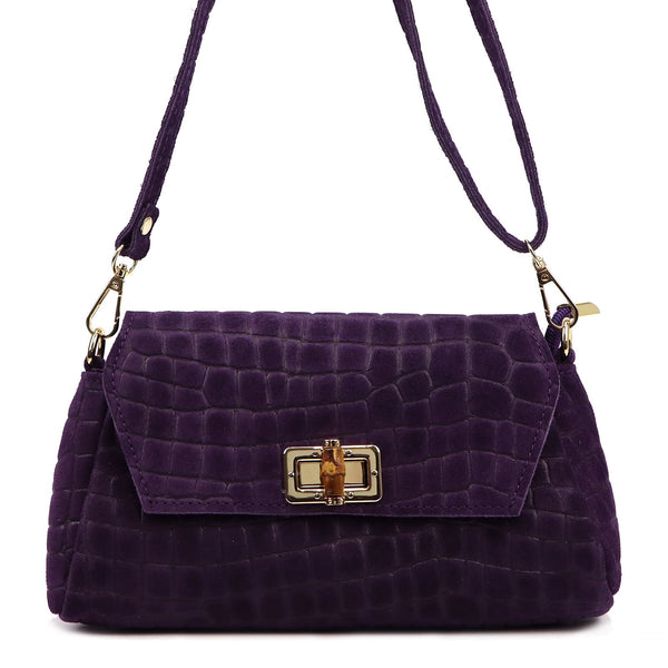 Luka 26-178 CROCO violetinė odinė rankinė fioletowy