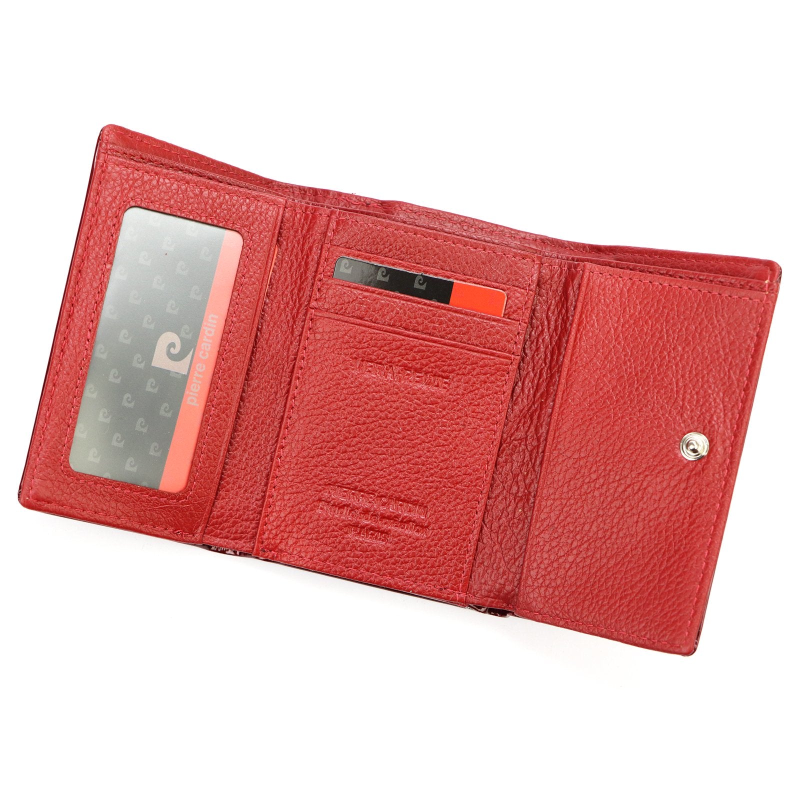 Pierre Cardin 05 LINE 117 raudona odinė piniginė czerwony
